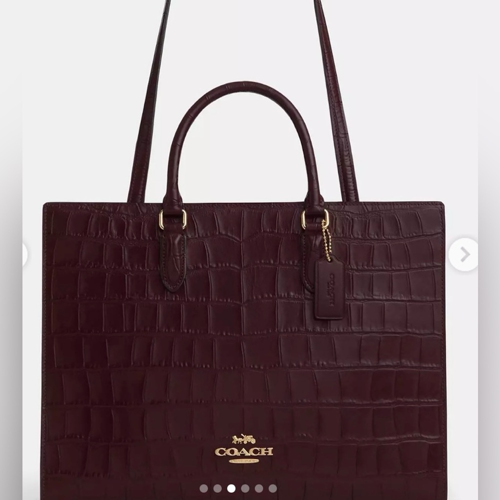Coach Maggie Burgundy Croc-Embossed Leather Tote NWOT